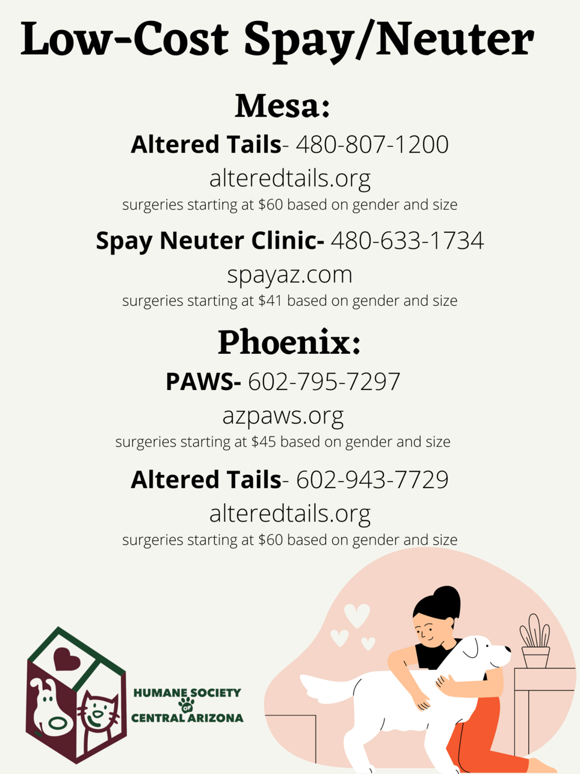 Spay/Neuter Options Humane Society of Central Arizona